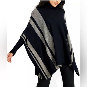 Alfani Black and Grey Stripe Poncho Sweater